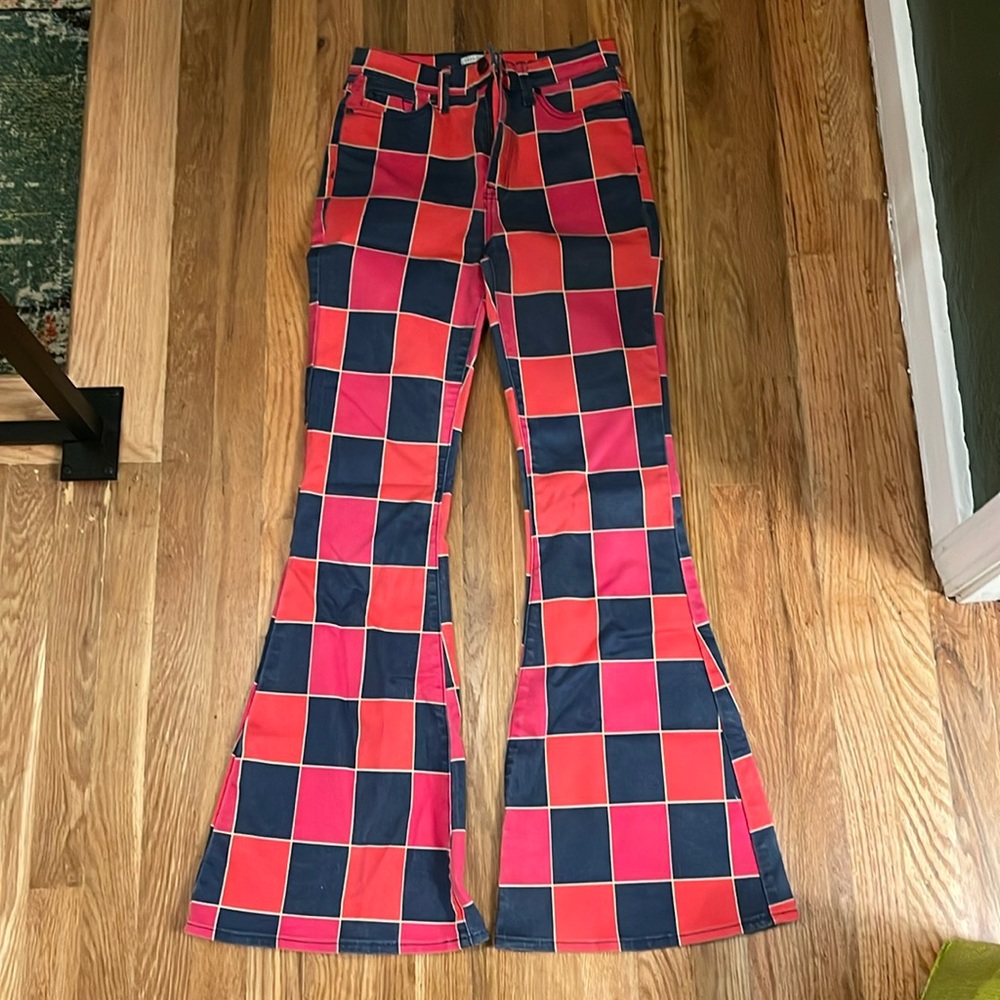 Urban outfitters checked flare jeans